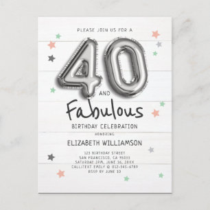 Invitation Carte Postale 40 et fabuleux Etoiles de ballons à huile sur bois
