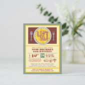 Invitation Carte Postale 40e anniversaire Fête Mens Funny Bacon Thème (Debout devant)