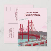 Invitation Carte Postale 40e anniversaire Pont de Lisbonne au coucher du so (Devant / Derrière)