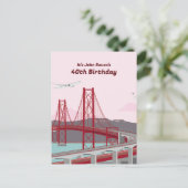 Invitation Carte Postale 40e anniversaire Pont de Lisbonne au coucher du so (Debout devant)