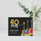 Invitation Carte Postale 40e fête d'anniversaire 40 Rocks Guitare (Debout devant)