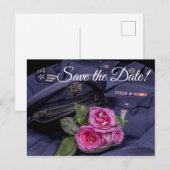 Invitation Carte Postale 4171-Uniforme militaire avec roses et anneaux (Devant / Derrière)