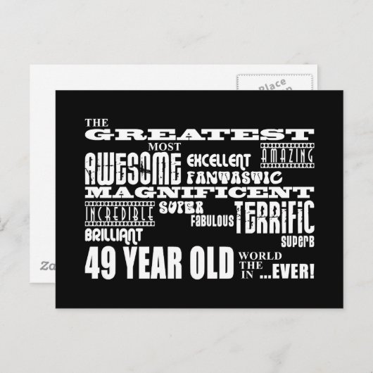 Invitation Carte Postale 49e fête d'anniversaire Plus grand quarante-neuf a (Devant / Derrière)