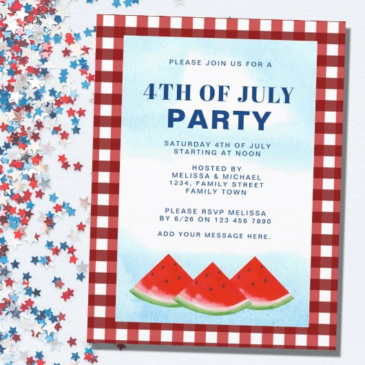 Invitation Carte Postale 4 juillet