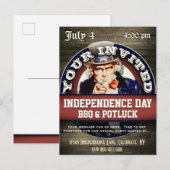 Invitation Carte Postale 4 juillet Fête de l'Indépendance (Devant / Derrière)