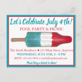Invitation Carte Postale 4 juillet Feu d'artifice Rocket Pop Popsicle (Devant)