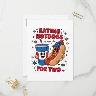 Invitation Carte Postale 4 juillet Mignons Hotdogs