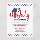 Invitation Carte Postale 4 juillet moderne Gras Bois Rustique États-Unis Dr (Devant)