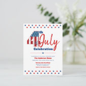 Invitation Carte Postale 4 juillet moderne Gras Bois Rustique États-Unis Dr (Debout devant)