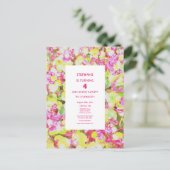 Invitation Carte Postale 4e anniversaire Quatrième Floral Vert rose âge per (Debout devant)