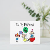 Invitation Carte Postale 4e Stick Kids Party Anniversaire Tshirts et cadeau (Debout devant)