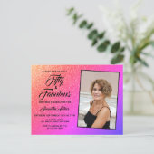Invitation Carte Postale 50 et fabuleux Elegant Rose Parties scintillant Ph (Debout devant)