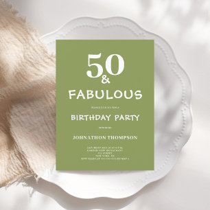 Invitation Carte Postale 50 et Fabulous Green Anniversaire