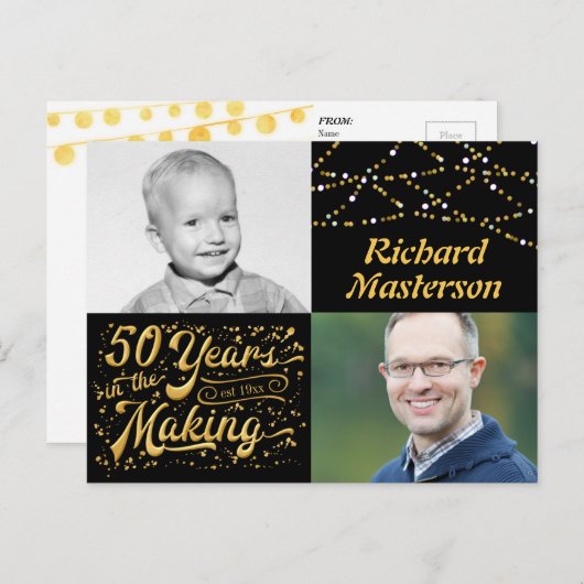 Invitation Carte Postale 50e anniversaire 50 ans dans la fabrication (hier (Devant / Derrière)