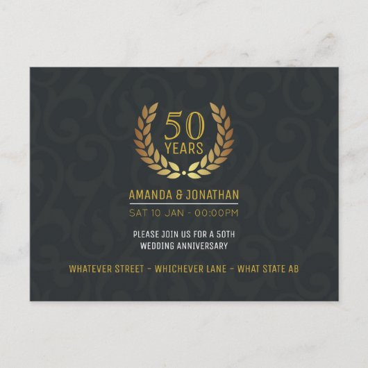Invitation Carte Postale 50e Anniversaire de Mariage d'or ajouter la photo  (Devant)