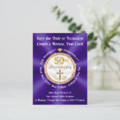 Invitation Carte Postale 50e anniversaire du Mariage Enregistrer la date Po (Debout devant)