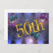 Invitation Carte Postale 50e anniversaire fêter l'invitation (Devant / Derrière)