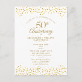 Invitation Carte Postale 50e Anniversaire Golden Love Hearts (Devant)