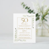 Invitation Carte Postale 50e anniversaire Mariage d'or Verdure (Debout devant)