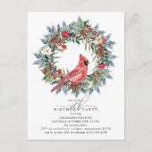 Invitation Carte Postale 50th Birthday Party Red Cardinal Wreath (Devant)