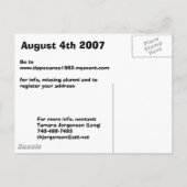 INVITATION CARTE POSTALE 555, TIPPECANOE CLASSE D'ÉCOLE SECONDAIRE DE 1982, (Dos)