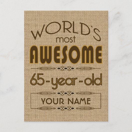 Invitation Carte Postale 65e anniversaire du monde meilleur fabuleux (Devant)