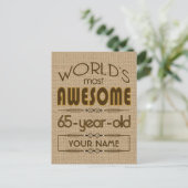 Invitation Carte Postale 65e anniversaire du monde meilleur fabuleux (Debout devant)