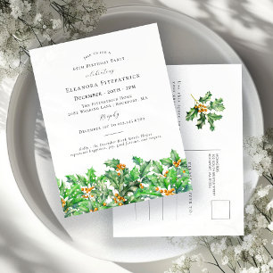 Invitation Carte Postale 65e anniversaire Holly Décembre Mois de naissance