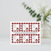 Invitation Carte Postale 6 Favoriser les étiquettes Jacquard de singe rouge (Debout devant)