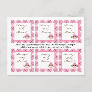 Invitation Carte Postale 6 Favoriser les étiquettes Jacquard rose singe de 