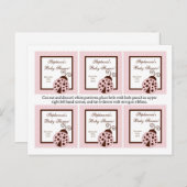 Invitation Carte Postale 6 Favoriser les étiquettes Pink Ladybug (Devant / Derrière)