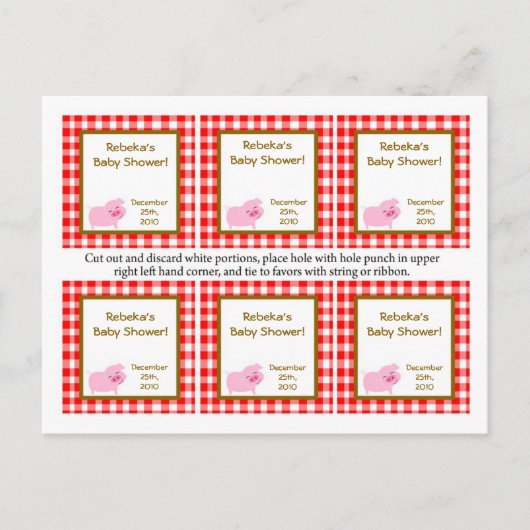 Invitation Carte Postale 6 Favoriser les étiquettes Red Barn Farm Animals (Devant)