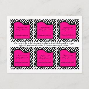 Invitation Carte Postale 6 Favoriser les étiquettes rose chaud Zèbre impres
