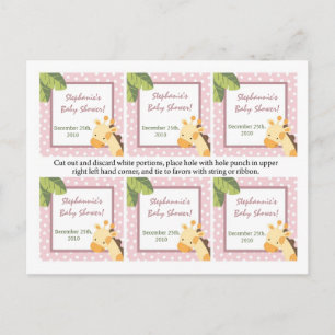 Invitation Carte Postale 6 Favoriser les étiquettes Safari Jungle Giraffe r
