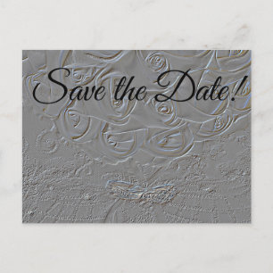 Invitation Carte Postale 7060-E-Embossed Bouquet & Anneaux