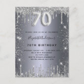 Invitation Carte Postale 70e anniversaire argent métal parties scintillant (Devant)