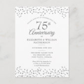 Invitation Carte Postale 75e anniversaire de Mariage Amour Coeurs Confetti (Devant)
