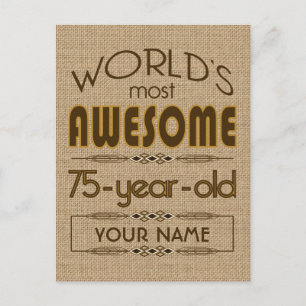 Invitation Carte Postale 75e anniversaire du monde meilleur fabuleux