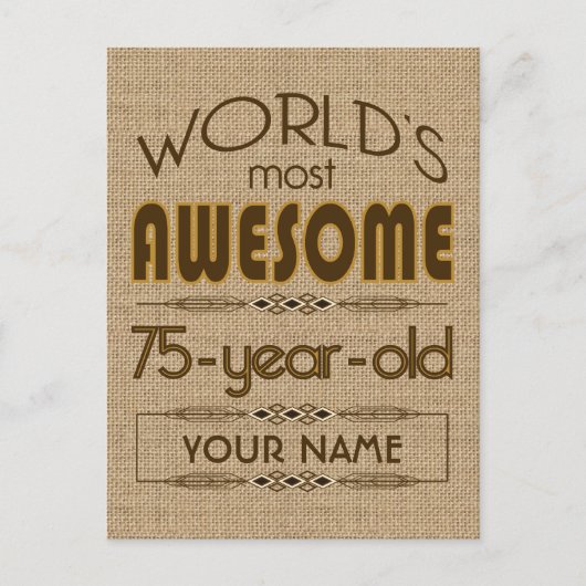 Invitation Carte Postale 75e anniversaire du monde meilleur fabuleux (Devant)