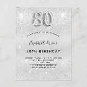 Invitation Carte Postale 80e anniversaire éclat d'argent (Devant)