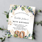 Invitation Carte Postale 80e anniversaire eucalyptus parties scintillant ve