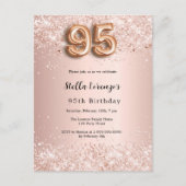 Invitation Carte Postale 95e anniversaire rose gold rose (Devant)