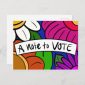 Invitation Carte Postale A Note to VOTE flowers (Devant / Derrière)