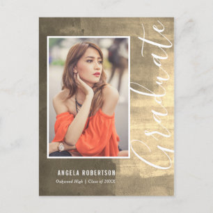 Invitation Carte Postale Abstrait Golden Shimmer Photo Graduation