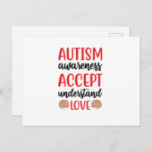 Invitation Carte Postale Accepter la sensibilisation sur l'autisme Comprend (Devant / Derrière)