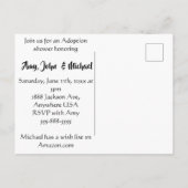 Invitation Carte Postale Adoption De L'Annonce De Soins D'Accueil - Partie (Dos)