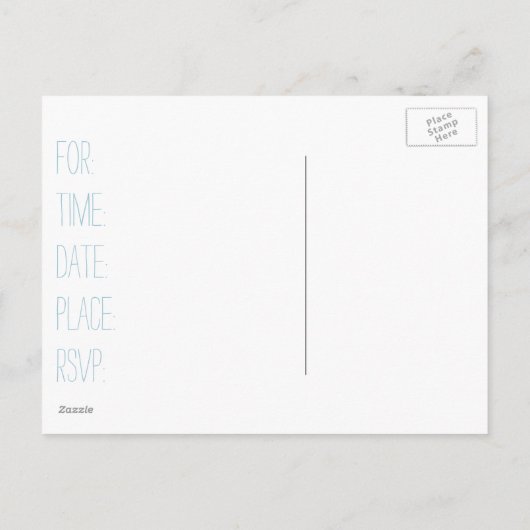 Invitation Carte Postale Adorable Blue Baby Boy Carriage Retro Baby shower (Dos)