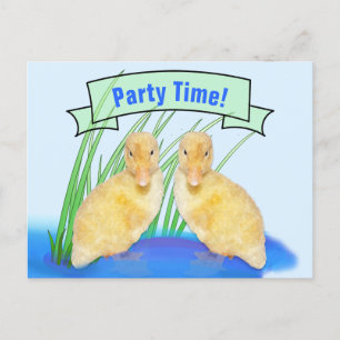 Invitation Carte Postale Adorable Jaune Canards Anniversaire des enfants