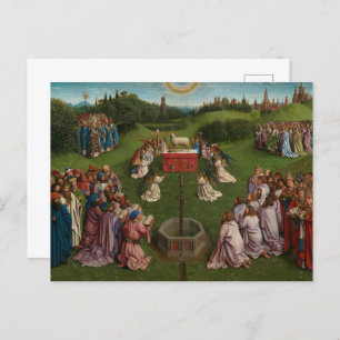 Invitation Carte Postale Adoration de l'agneau mystique, le retable de Gand