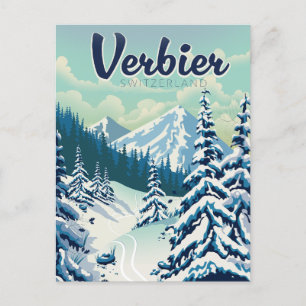 Invitation Carte Postale Affiche de voyage à Verbier Suisse